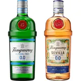 Tanqueray 0.0% Set: Alkoholfreie Gin-Alternativen – Tanqueray 0,0% und Tanqueray Flor de Sevilla 0,0% Varietäten-Set, Ideal für Cocktails und Longdrinks, Zuckerfrei, Kalorienfrei, 700ml Flaschen