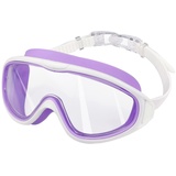 SWAUSWAUK Schwimmbrille Kinder - Kind Taucherbrille Mädchen Jungen 4-12 Jahre Größere Linse Wasserdicht Anti Fog (Lila & Weiß1)