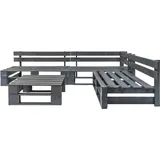 vidaXL 4-tlg. Garten-Sofagarnitur aus Paletten Holz Grau