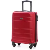 WITTCHEN Globe Line Reisekoffer Handgepäck Kabinengepäck Trolley Hartschale aus ABS mit 4 Rollen Zahlenschloss Teleskopgriff | Größe S | Rot Lufthansa/Eurowings/Ryanair/Condor/Discover Airlines