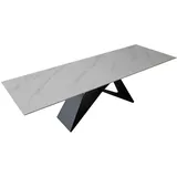 möbelliebling Esstisch Keramik weiß 180(220) x 90 ausziehbar Butterfly-Gestell schwarz MIA