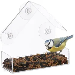 Relaxdays 10 x Fenster-Vogelfutterhaus Transparent