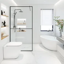Home Deluxe Duschabtrennung Schwarz 2 Raster Größe: 150 cm, Badezimmer, Baden - Duschen, Duschtrennwände