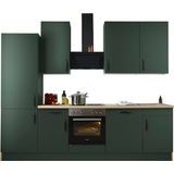 WIHO KÜCHEN Küchenzeile »"Simi", mit verstellbaren Füßen, Breite 280 cm,«, wahlweise mit E-Geräten, Soft-Close-Funktion in Schubkästen & Auszügen grün