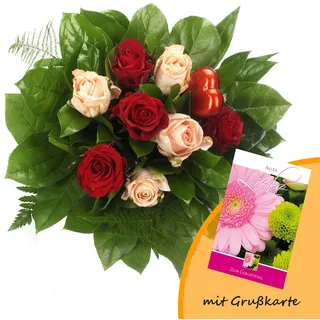 Dominik Blumen und Pflanzen, Blumenstrauß Mein Glück und Grußkarte "Geburtstag"