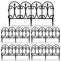 TolleTour Beetzaun 5-teilig Set Zierzaun Beeteinfassung Kunststoff Steckzaun Gartenpalisade Schwarz - Schwarz