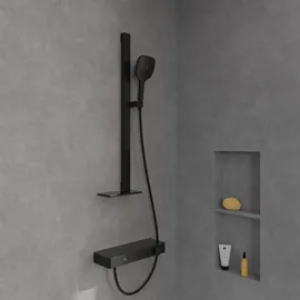 Villeroy & Boch Infinity Showers Duschgarnitur eckig für Wandmontage 230x110x900mm Matt Black TVS110002000
