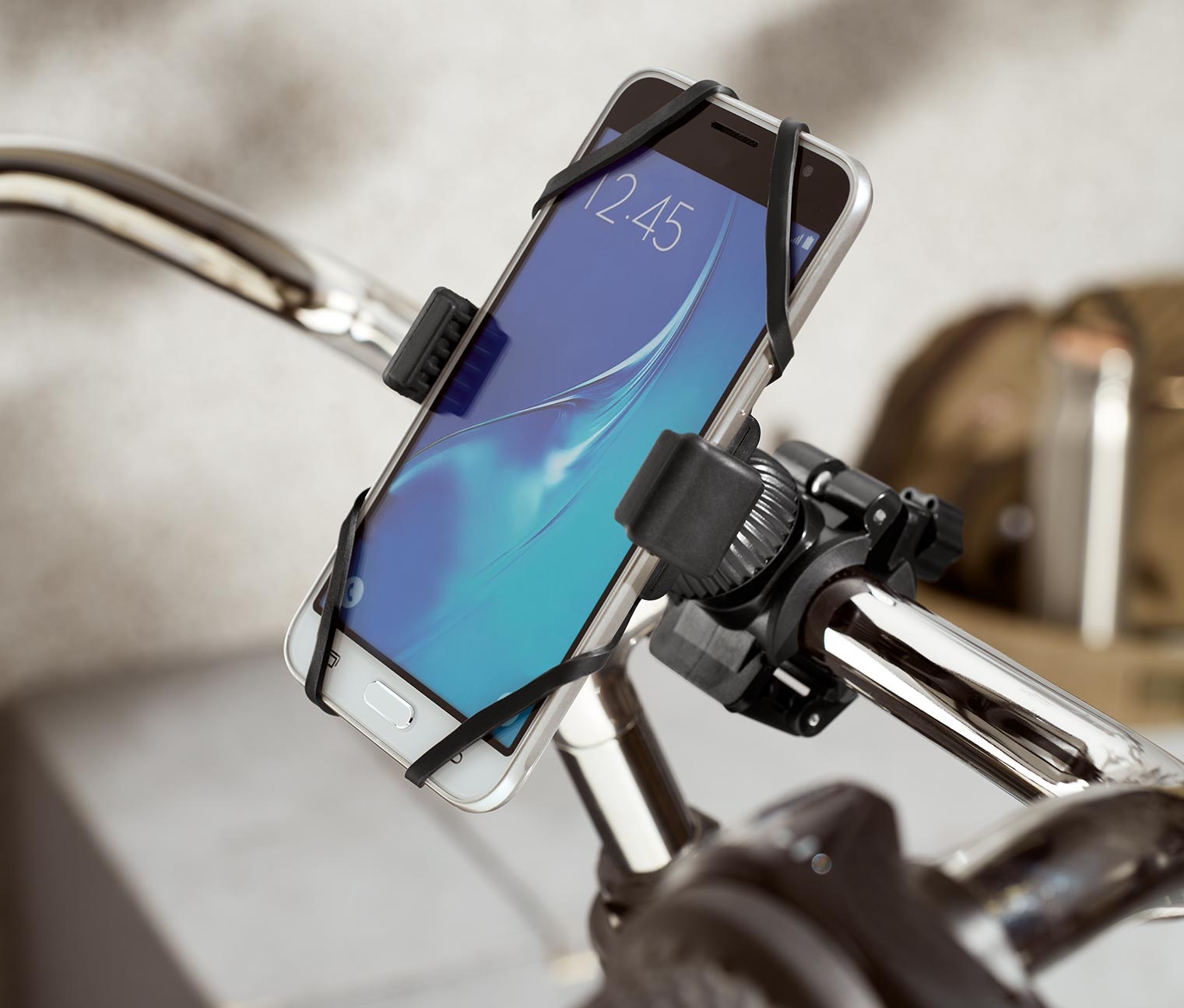 Fahrrad-Smartphone-Halterung - Schwarz - Edelstahl - Schwarz