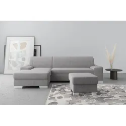 Ecksofa DOMO COLLECTION "Anzio L-Form", grau, B:271cm H:85cm T:160cm, Sofas, wahlweise mit Bettfunktion und Federkern