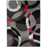 Mazovia Designteppich Modern Teppich Kurzflor Wohnzimmerteppich Robust und pflegeleicht GRAU, 160 x 230 cm, Fußbodenheizung, Allergiker geeignet, Farbecht, Pflegeleicht grau|rot 160 x 230 cm