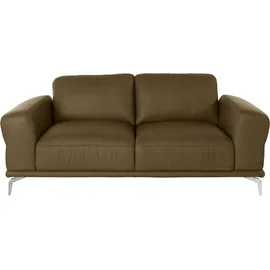 W.Schillig 2-Sitzer "montanaa bequem, Federkernunterfederung, elegant & edel, Breite 192cm", grün (camouflage z69), B:192cm H:78cm T:94cm, Longlife Xtra-Leder Z59: Glattleder mit modischer Prägung. Hautstärke 0, 9 - 1, 1 mm.