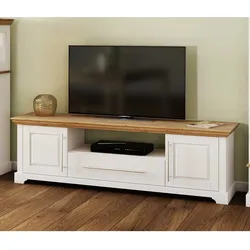TV Sideboard Landhaus in Weiß Kiefer Honigfarben