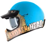 Broken Head Retro Helm Rusty Rider Blau-Orange