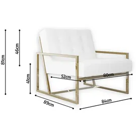 s-style möbel Loungesessel Mit Goldenen Füßen Aus Weiß, Bouclé-stoff