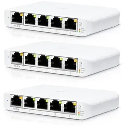 Ubiquiti Flex Mini Managed Switch 3er-Pack 5x Gigabit Ethernet, 1x PoE+ (zur Stromversorgung)