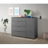 HBZ Sideboard »Santorin Mehrzweckschrank-Universalschrank, BxHxT 135x99x40 cm«, (1 St.), Mit 1 Tür und 4 Schubkästen mit Softclose, Glasfront und Glasoberboden,