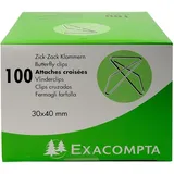 Exacompta 14765E 20x Box mit 100er Zick-Zack Büroklammern, 30x40mm - Silber