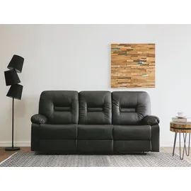 Beliani Sofa Schwarz Kunstleder 3-Sitzer Relaxfunktion Retro Wohnzimmer