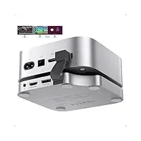 Mac mini M4 Dock & Ständer mit 2 Monitore DP 4K 144 Hz & HDMI 4K 60 Hz, USB C Hub mit 4TB M.2 NVMe SSD-Slot (SSD Nicht enthalten), USB A, SD/TF, Audio, USB C Dock für Mac mini M4/M4 Pro
