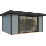 Palmako Gartenhaus Lydia 450 x 330 cm mit Glasschiebetüren grau lackiert