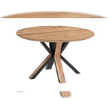 Sam Runder Esszimmertisch Akazie naturfarben Schweizer Kante 120 cm Spider-Gestell schwarz aus Metall + Holz KIMBERLY
