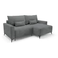 Deine Möbel 24 Wohnlandschaft LOCA L 239 cm breit Ecksofa Sofa Wohnzimmer L-Couch Cord Samt, Beige Creme Grau Hellgrau Anthrazit Schwarz 2 Teile, mit Schlaffunktion Bettfunktion grau