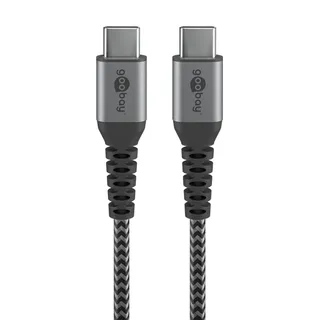 goobay USB-C auf USB-C mit Metallsteckern, grau,