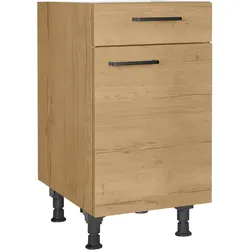 Unterschrank NOBILIA ""Structura", Ausrichtung wählbar, vormont., in den Breiten 30, 45 und", braun (front und korpus: eiche sierra nachbildung), B:45cm H:87cm T:58,3cm, Schränke, 60 cm Breite, mit höhenverstellbaren Sockelfüßen, vormontiert