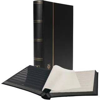 Leuchtturm Briefmarken Einsteckbuch BASIC, 64 schwarze Seiten, Einband unwattiert in Schwarz, DIN A4