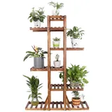 unho Blumenständer draußen, Blumenregal aus Massivholz 6 Ebenen Blumentreppe Blumenregal Pflanzentreppe mehrstöckig, 90 x 131 x 25cm