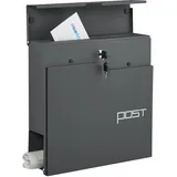 Relaxdays Briefkasten Anthrazit inkl. Zeitungsfach