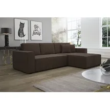 Fun Möbel Ecksofa Schlafsofa Sofa CONOR Stoff Dunkelbraun Ottomane Rechts