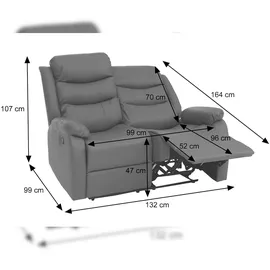 Mendler 2er Kinosessel HWC-O62, Relaxsessel Fernsehsessel mit Armlehne, Liegefunktion Kunstleder ~ grau