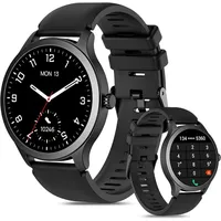 Smartwatch Herren mit Telefonfunktion 1,3'' Rund Fitnessuhr 100+ Sportmodi & Zifferblätter, Herzfrequenz,SpO2,Schrittzähler,Schlafmonitor Android... - Schwarz