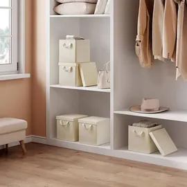 Woltu Faltbare Aufbewahrungsbox 27 x 27 x 27 cm 3-tlg. Creme