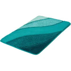 Badematte KLEINE WOLKE "Serenade", blau (türkis), H:20mm, Kunstfaser, Badematten, Badteppich, Wellen Design, Farbverlauf, Hoch-Tief Effekt, waschbar