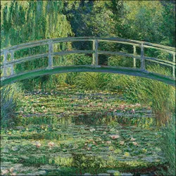 Ambiente 20 Servietten Papier 33x33cm 3-lagig - hochwertige Einweg Papierservietten Monet Brücke Seerosenteich Motiv Partyservietten Landschaft Garten Kunst