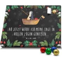 Mr. & Mrs. Panda Schoko Adventskalender Pinguin Angelboot - Schwarz - Geschenk, Motivation, Schokoladen Adventskalender, Angeln, Neustart - Schwarz