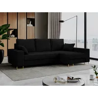 MKS MÖBEL Ecksofa DORIAN, L-Form Couch mit Schlaffunktion, Modern Stil, lose Kissen schwarz