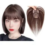 Braune Haar-Topper for Frauen 100 % Echtes Echthaar Top-Haarteile 7 X 10 Cm Clip-In-Topper Auf Seidenbasis, 15/20/25 Cm Gerade Perücken for Dünner Werdendes Haar, Haarausfall, Graues Haar ( Size : 25c