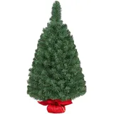 Yaheetech 90cm künstlicher Weihnachtsbaum, Mini Weihnachtsbaum, Weihnachtsdeko, Christbaum, schwer entflammbar, Material PVC, inkl. Zementbasis für Tischdeko, DIY