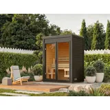 Gartensauna View terragrau mit Klarglastür