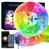 HOVVIDA LED Strip 15M, 1x15M, 24 LEDs/Meter, 24V RGB LED Streifen, 360 LED, APP und Fernbedienung, Musiksynchronisierung, Timing-Modus, für Zimmer, Schlafzimmer, Spielzimmer, Party, Festival