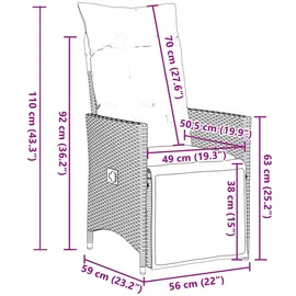 vidaXL 11-tlg. Garten-Bistro-Set mit Kissen Schwarz Poly Rattan vidaXL