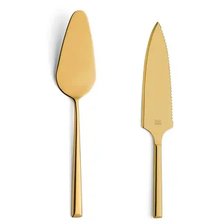 Beckmann & Rommerskirchen B&R 1107 Kuchenheber Set, 2-teilig, Edelstahl, Gold, Tortenheber Set, Kuchenmesser, Tortenmesser, Dessertbesteck, PVD Besteck