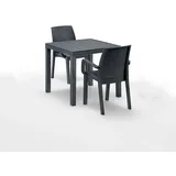 BICA Gastro Essgruppe Verona | Esstisch Dallas mit 2 Stühlen | Wetterfeste Gartenmöbel in Graphite