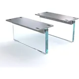 DELIFE Fuß Schwebeoptik 15 cm Glas für Kastenmöbel der Tiefe 35 cm (2er Set), Möbelfüße