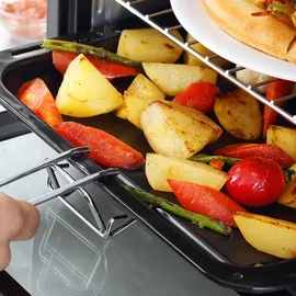 Homcom Minibackofen 16 L 1400W Mini Backofen 100-230°C 60 Min. Timer, mit Grillrost und Backblech, Pizzaofen mit Tablettgriff, Schwarz - Schwarz