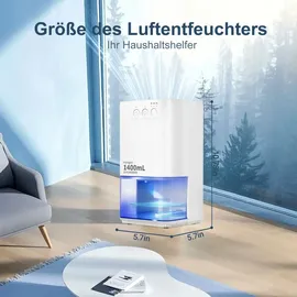 ZMH Luftentfeuchter Elektrischer Entfeuchter 1400 ml Raumentfeuchter Leiser lufttrockner mit Timer und Stimmungsbeleuchtung Weiß