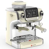 Mcilpoog TC520 Espressomaschine mit Milchaufschäumer, halbautomatische Kaffeemaschine mit Mahlwerk, einfach zu bedienende Espresso-Kaffeemaschine mit 15,2 cm großem Bildschirm, 15 bar Druckpumpe,